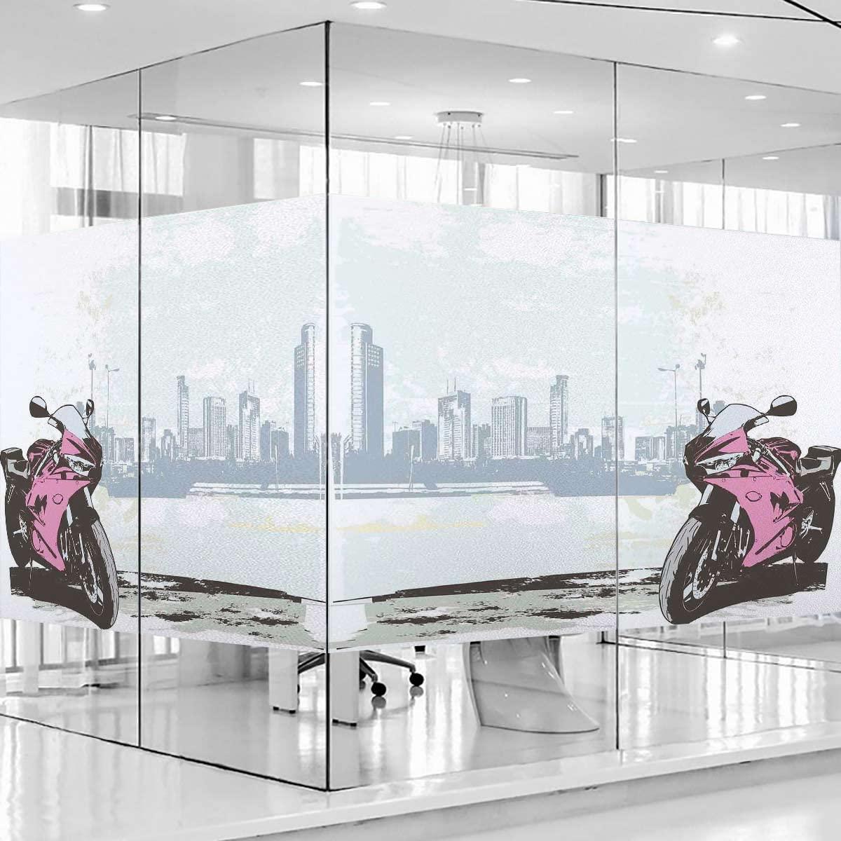 HomeLoft Basics Frosted Glass Window Film,Static Cling Window Film,Window Sticker Privacy,Film for Glass Door Bathroom Office Living Room Motorbike by River 23.6Wx78.7L-inch x2 Pcs