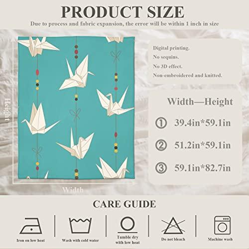 BaoNews BaoNews Indigoblue Japanese Paper S Soft Throw Blanket,White Century Origami Bird Warm Lightweight Blanket Washable Bed Throws for Adult Sofa Bed Bedroom Living Room Dorm Room,200X150cm