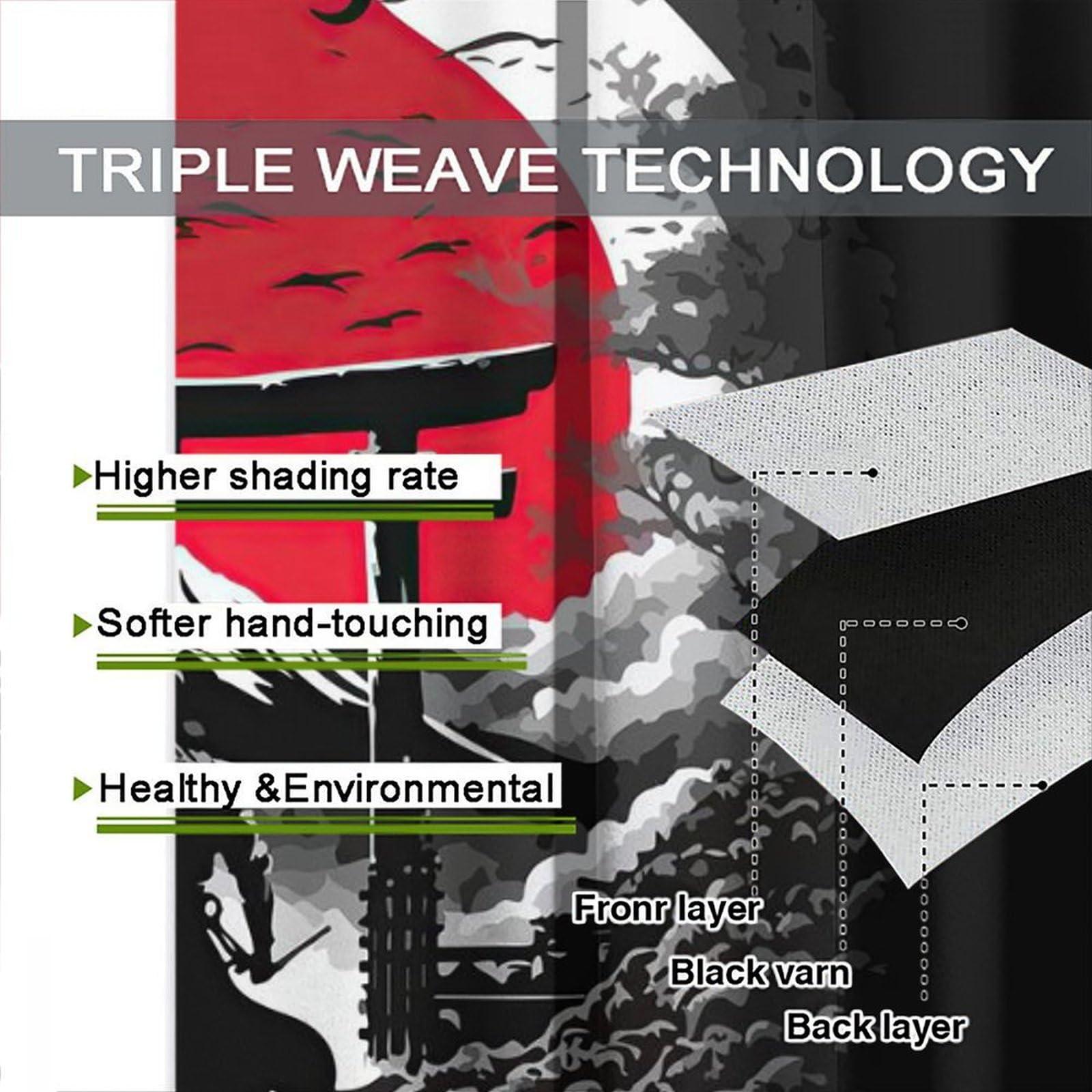 Rtovo Bushido Curtains, Japanese Samurai On Red Sun Lawn Mount Fuji Background, Blackout Curtains for Bedroom Living Room84X84 Inch, Style-5