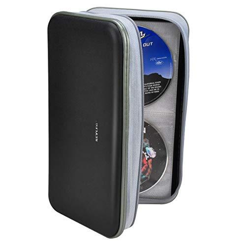 WISMART CD DVD Wallet, Wismart 96 Capacity Heavy Duty Sturdy DVD Storage Hard shell CD Disk Holder DVD Case VCD Wallets Blu-ray Media Case Storage Holder Organizer Wallet,96 Capacity (Black)