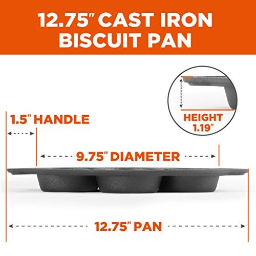 Commercial CHEF Commercial CHEF Cast Iron Biscuit Pan, Pre-seasoned Cast Iron Cookware for Muffins & Scones