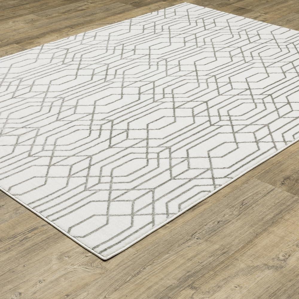 Oriental Weavers Oriental Weavers Sphinx Montecito Area Rug 4158W Casual White Geometric 5' 3" X 7' 6" Rectangle