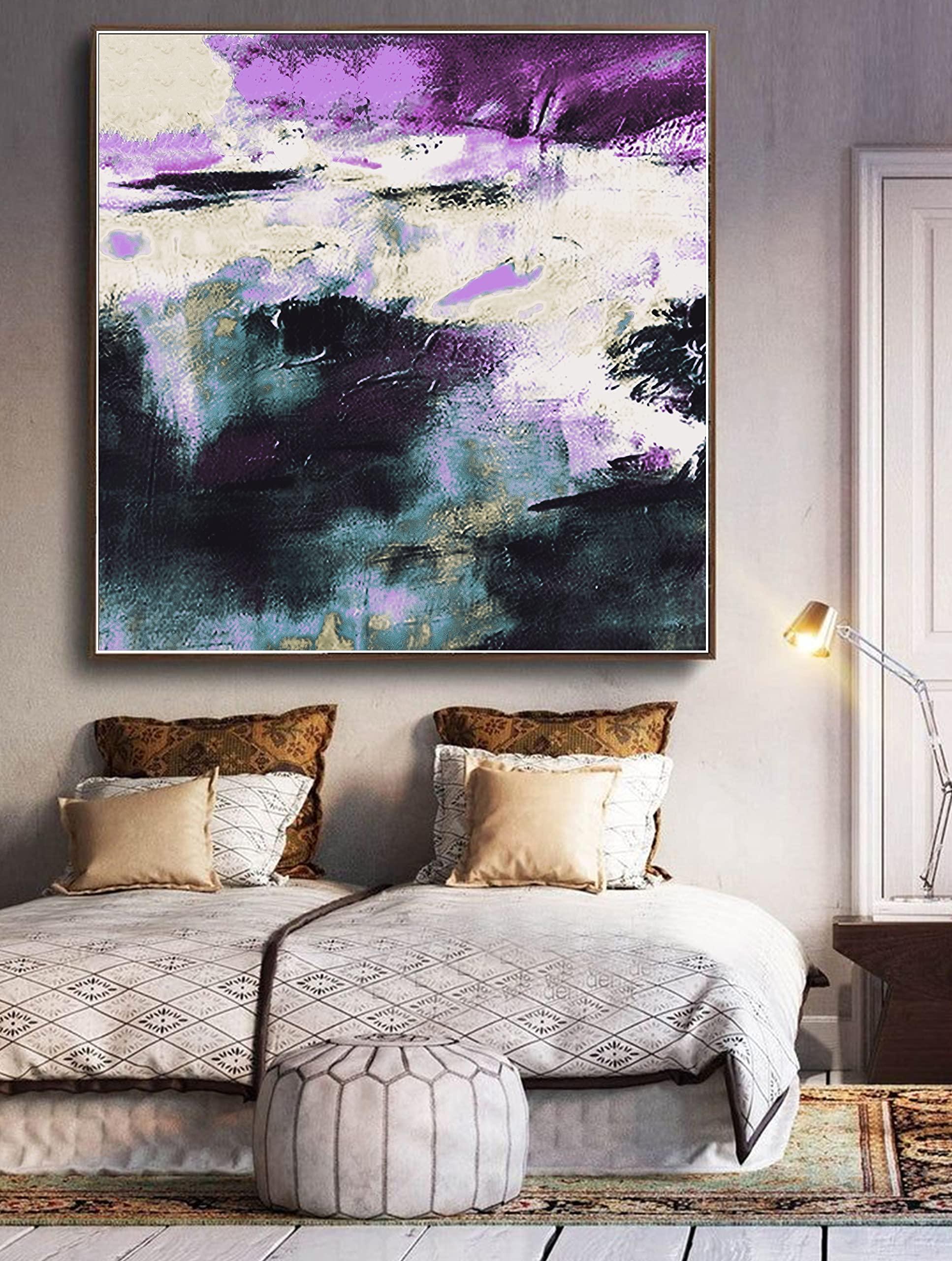 Generic Original Abstract Painting, Large Purple Abstract Painting, Heavy Oil Painting, Landscape Abstract Painting, Modern Art, Large Wall Art 32\" x 32\"