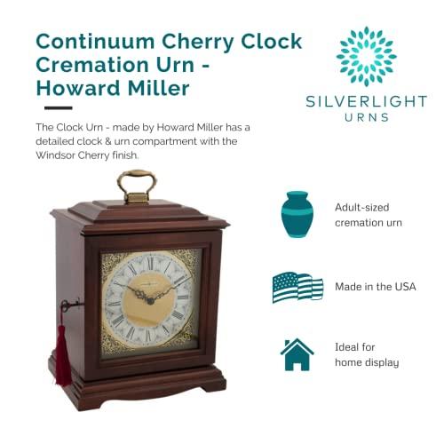 Silverlight Urns Continuum Cherry Clock Cremation Urn for Ashes by Howard Miller, Wood, Wooden Memorial Urn, Adult Sized Cremation Urn, 10.25 Inches High