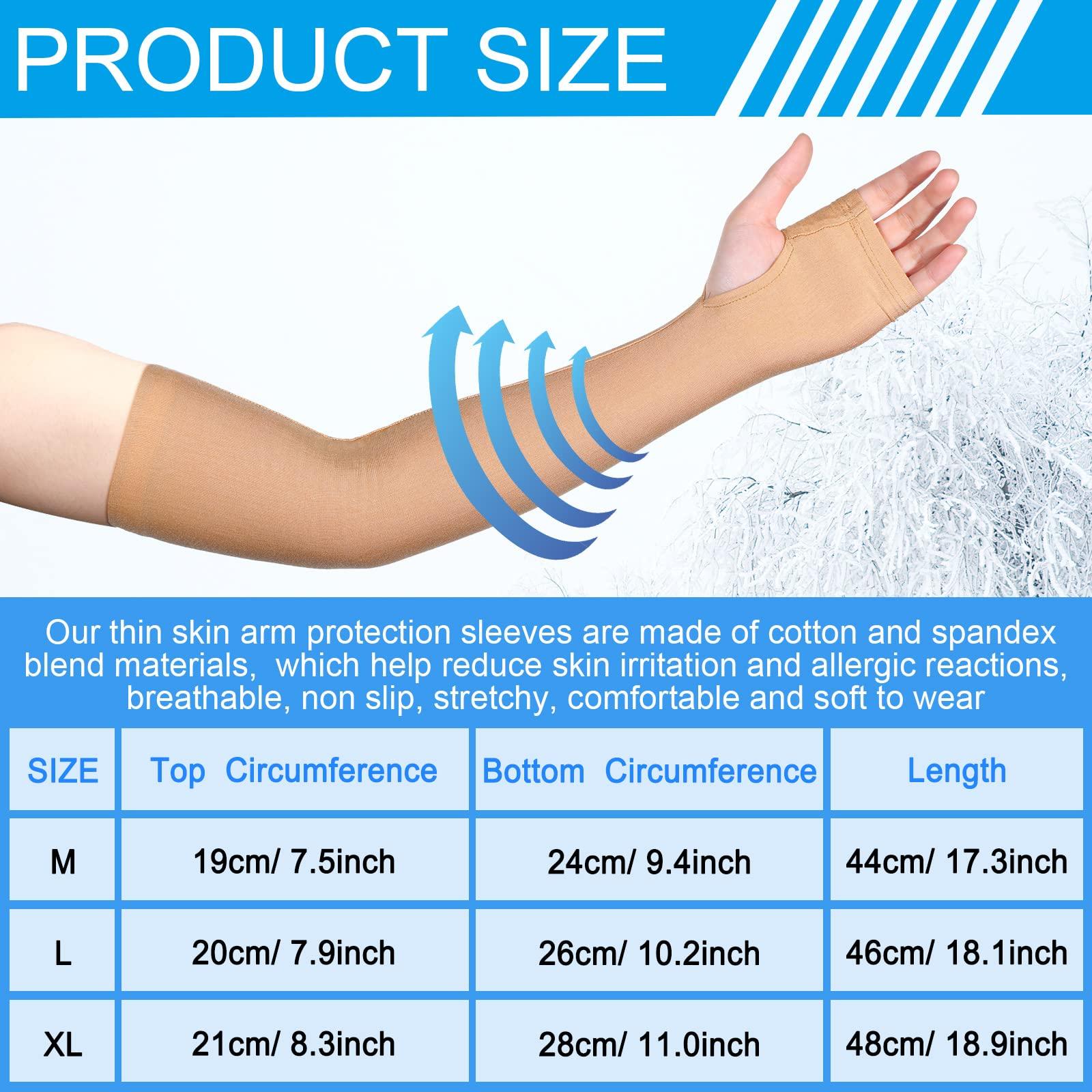 Coume Coume 2 Pairs Elderly Skin Protection Sleeves Arm Protector for Thin Skin Bruising for Men Women(Elegant Style,Medium)