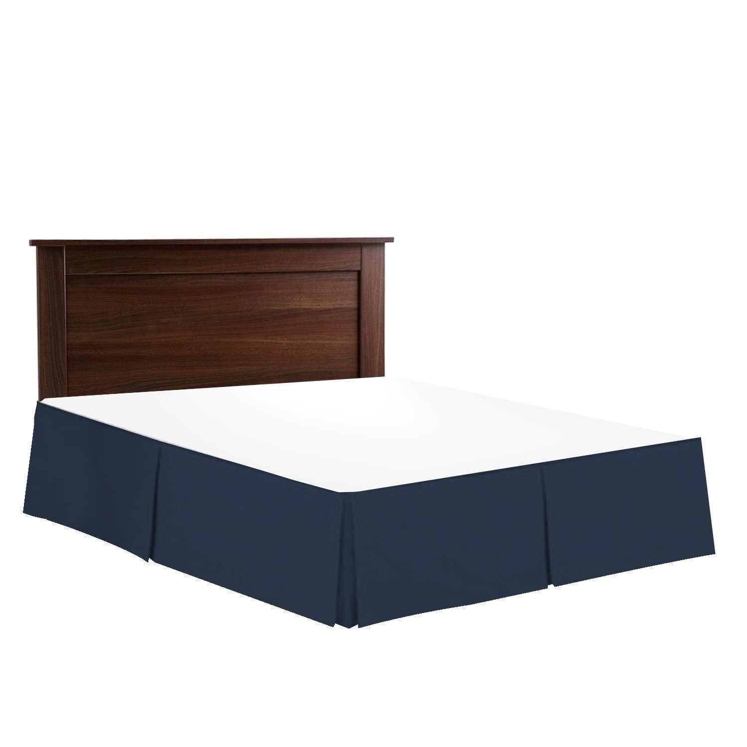 ARlinen ARlinen Bed Skirt Twin XL Bed Skirt 18 Inch Drop, Tailored/Pleated Bedskirt, Dust Ruffle with Split Corners and Platform, Solid Wrinkle and Fade Resistant bedskirt (Twin XL, Navy Blue Solid)