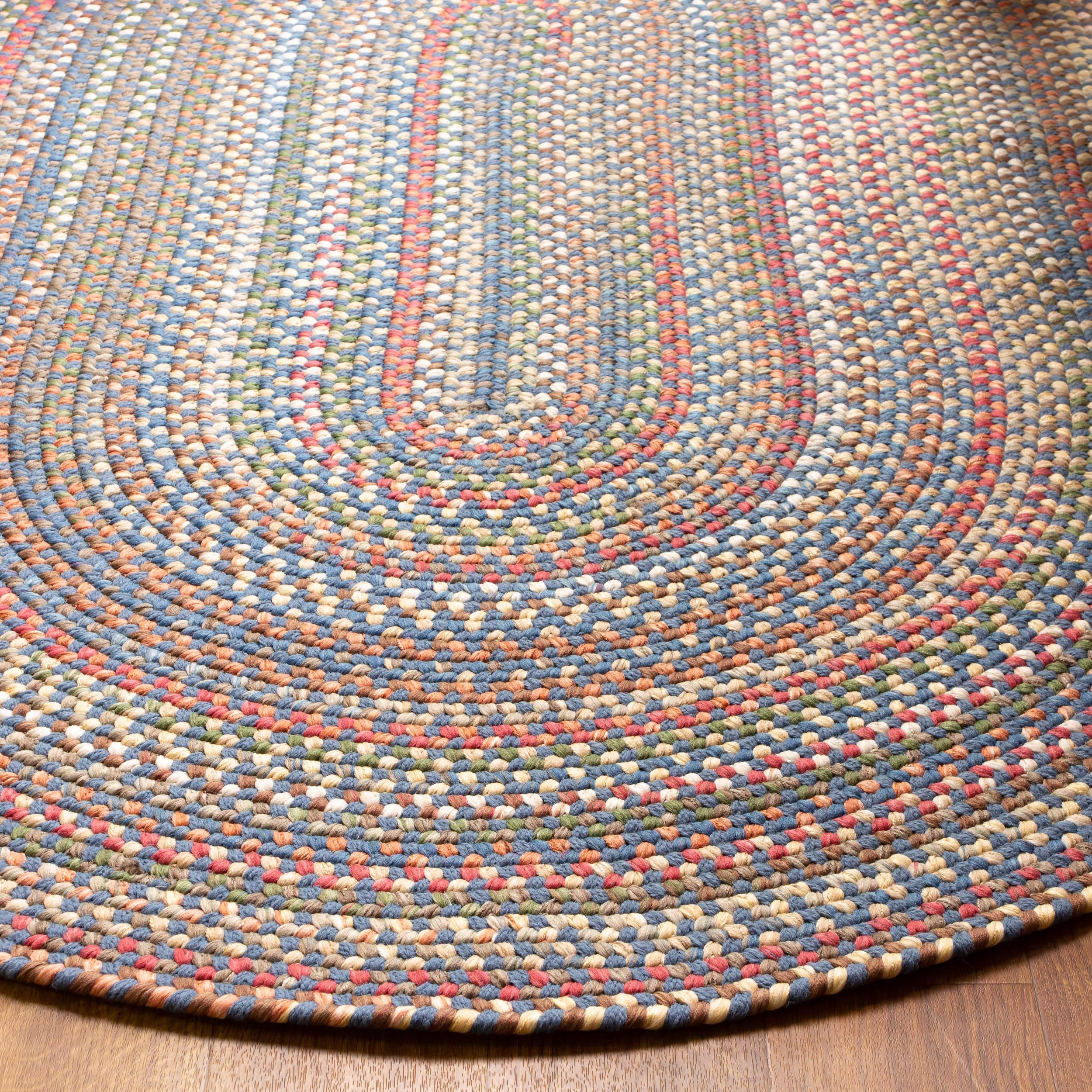Super Area Rugs Super Area Rugs Roxbury American Made Braided Rug for Indoor Outdoor Spaces, Blue/Natural Multi, 3' X 5' Oval