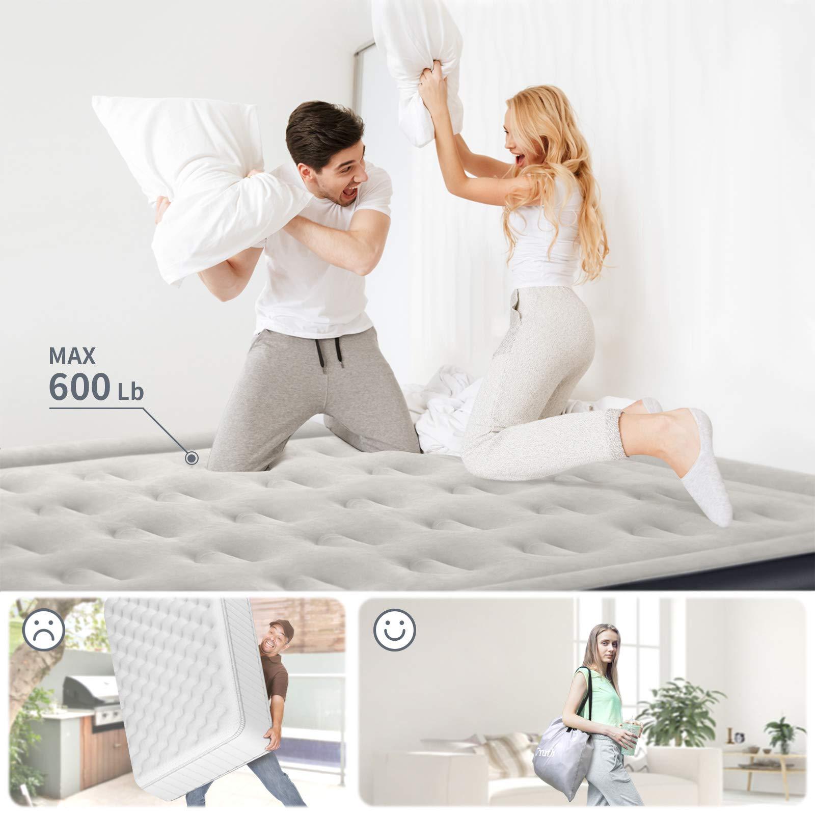 InnoTruth InnoTruth Queen Air Mattress with Built-in Pump, 18in Elevated Inflatable Mattress with Carrying Bag for Home and Camping, Queen Size Blow Up Bed, Black