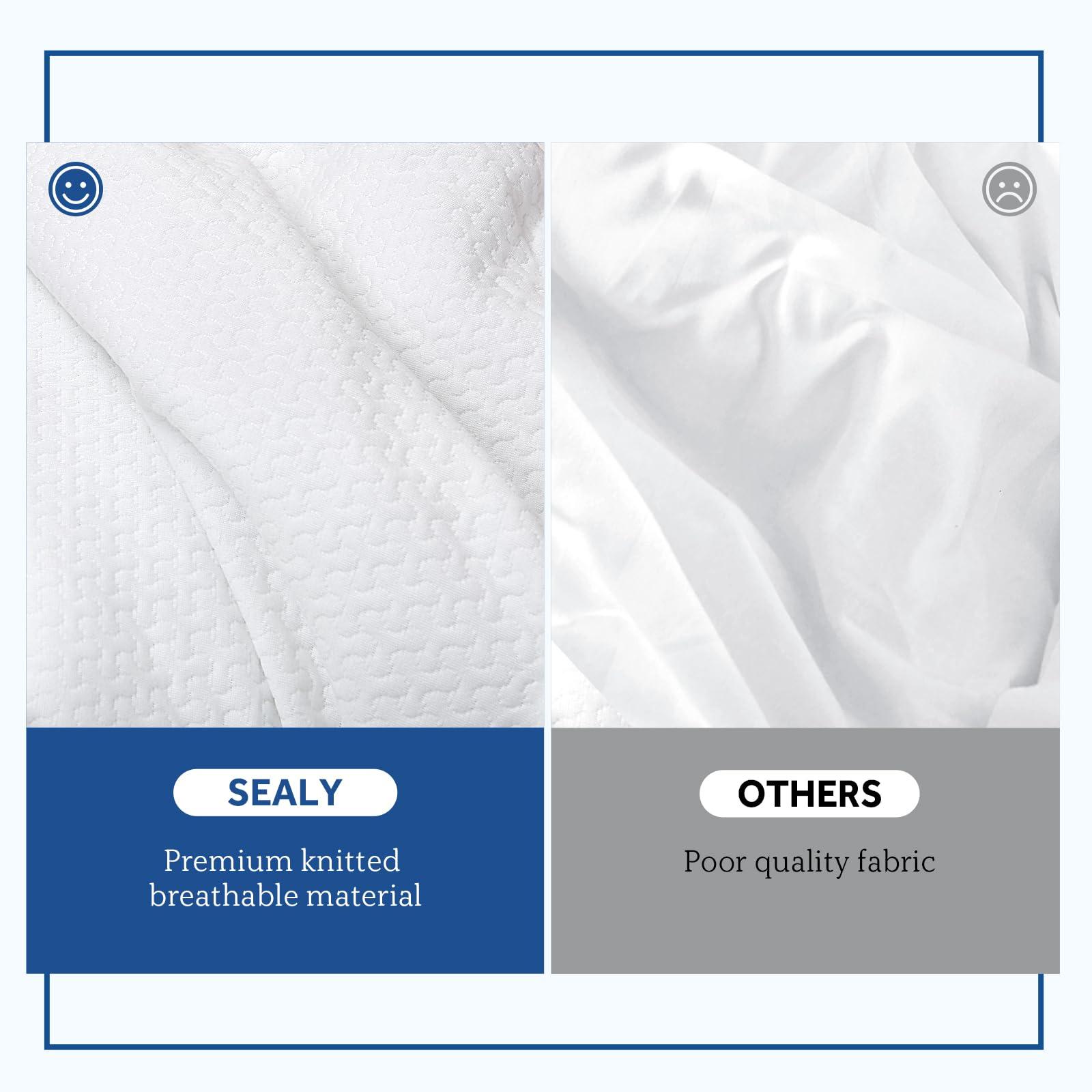 SEALY Sealy Heated Mattress Pad Queen Size, Zone Heating Electric Bed Warmer with Deep Pocket, 10 Heat Setting Dual Controller & 1-12 Hours Auto Shut Off, Knitted Breathable Heated Mattress Cover, White