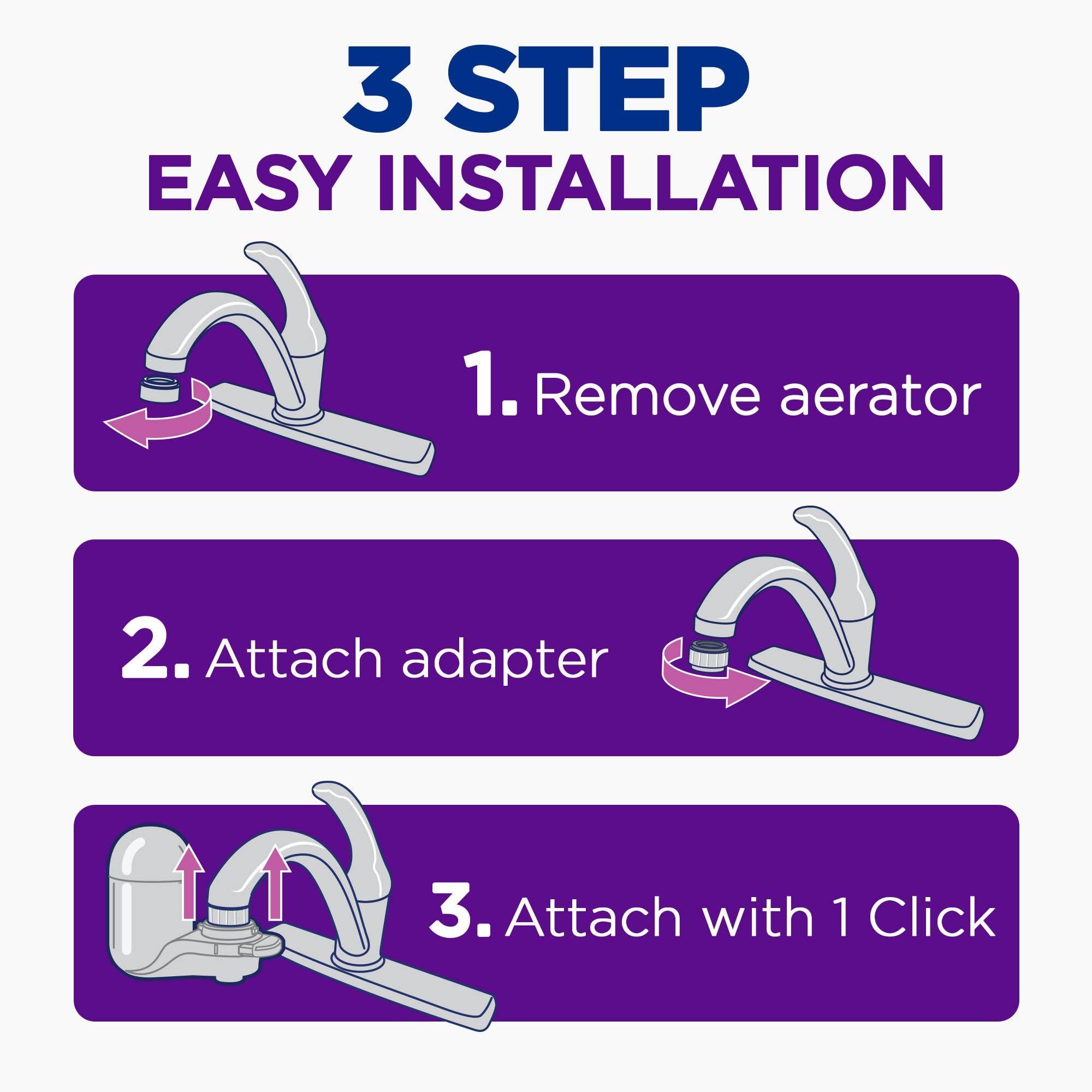 PUR PUR FM-3333B FM3333B Vertical Faucet Mount Water Filtration System with Lead Reducing Filter, 1.1, White