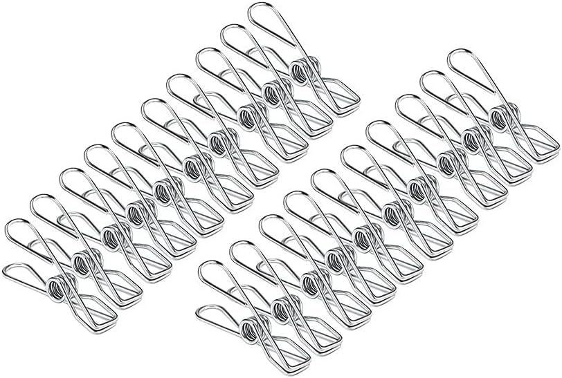 PiWine Clothes Pegs,Clothesline Clips,Laundry Pegs,Multipurpose Stainless Steel Clips Washing Line Pegs Holders Hang Pins Clamps Sealing Wire Lot Household(Color : Large 10pcs) (Color : Small 20pcs)