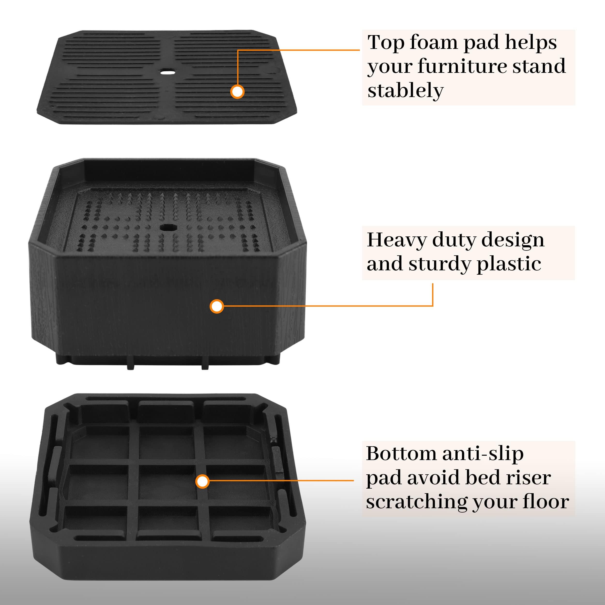 BTSD-home BTSD-home Bed Risers 1.5 or 3 inch Adjustable Furniture Heavy Duty for Couch Desk Sofa Table 4pack