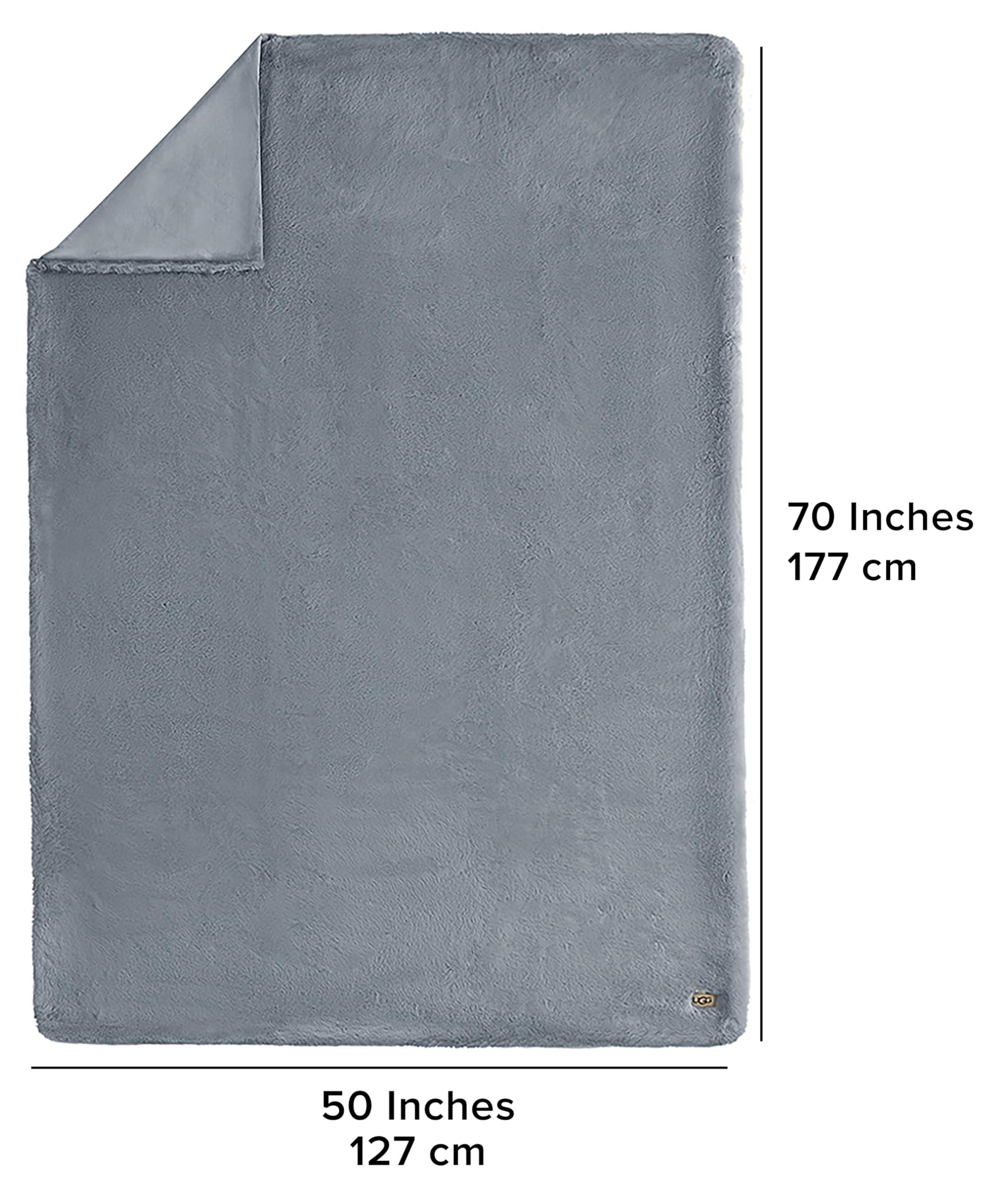 UGG UGG 11069 Euphoria Plush Faux Fur Reversible Throw Cozy Fuzzy Fluffy Blanket for Couch Bed Hotel Style Luxury Machine Washable Home Decor Luxurious Soft Throws for Sofa, 70 x 50-Inch, Chambray