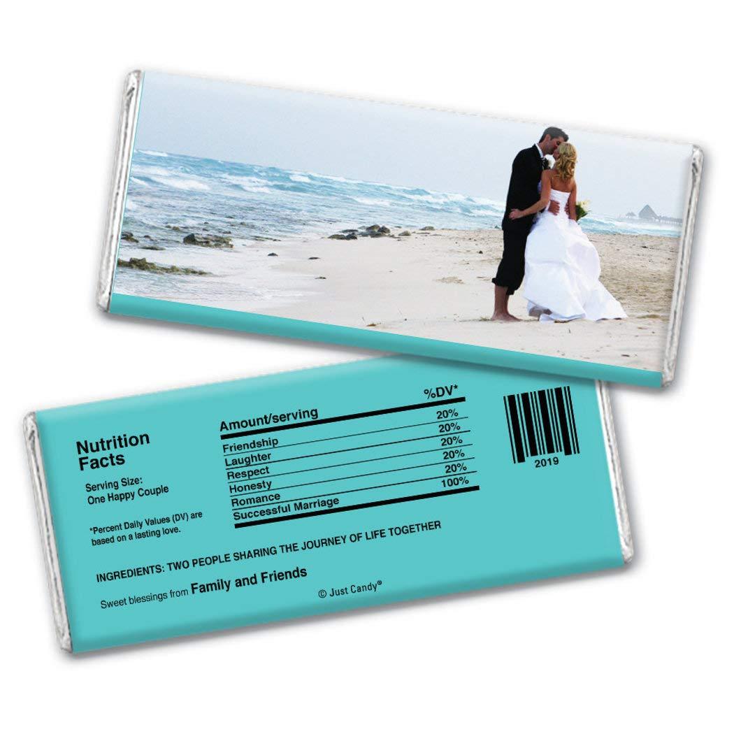 Just Candy 12ct Add Your Photo Wedding Favors Personalized Candy Bars - Tiffany Blue