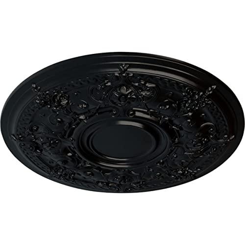 Ekena Millwork Ekena Millwork CM29DABLF Darnay Ceiling Medallion, 29 1/4\"OD x 2\"P (Fits Canopies up to 7 1/4\"), Hand-Painted Jet Black