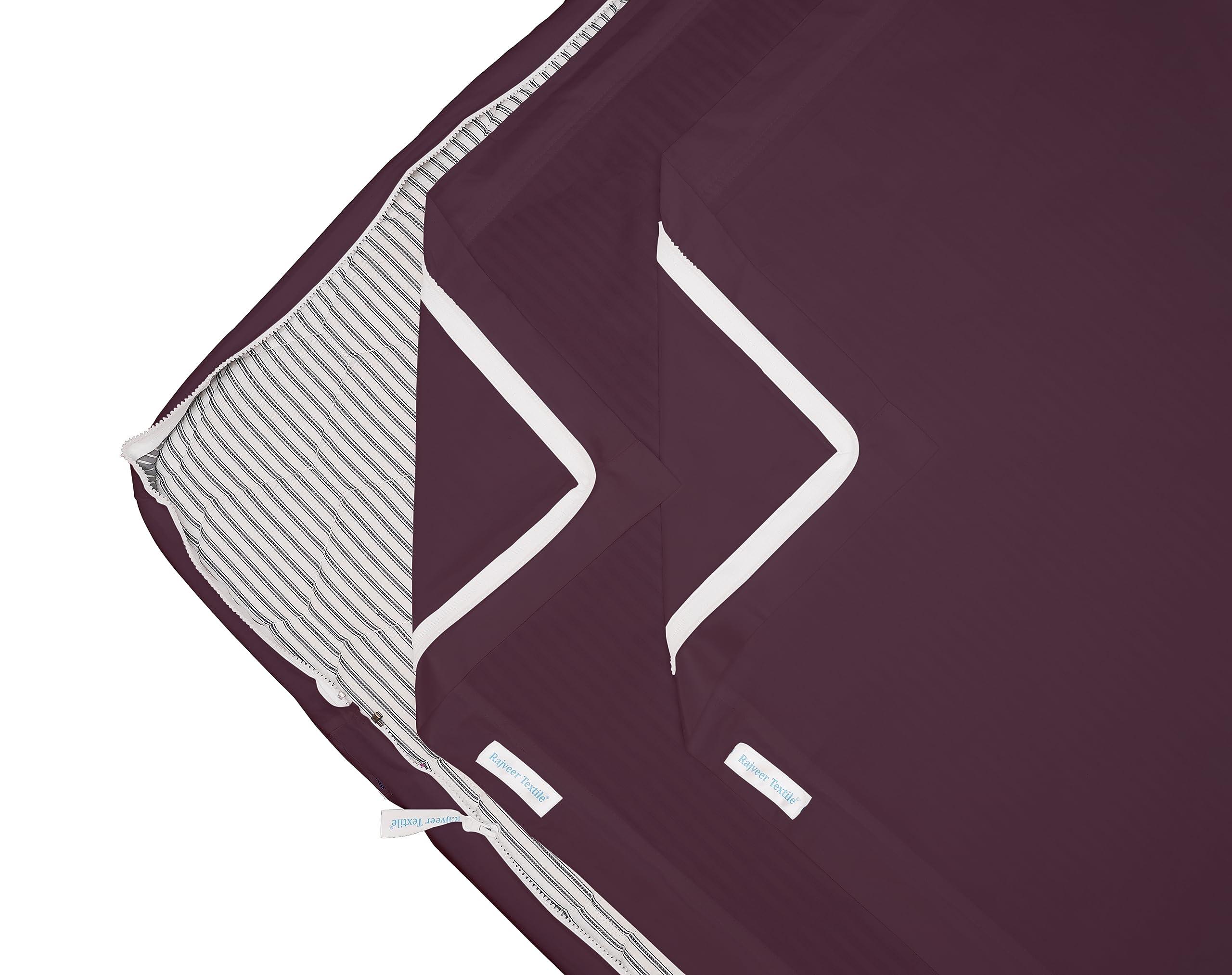 RV LINEN Zip On Fitted Sheet- Includes 1 Fitted Base + 2 Zip Sheet - Wont Pop Off Olympic Queen Sheet - Soft 800 TC Cotton Fitted Sheets 16 Deep Pockets OLY-Queen Size Plum