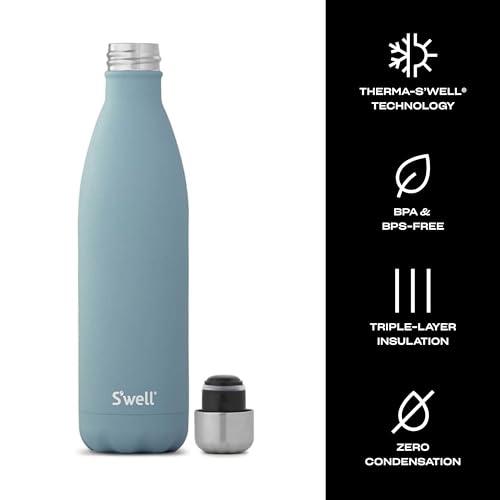 S'well S\'well Stainless Steel Water Bottle, 25oz, Aquamarine, Triple Layered Vacuum Insulated Containers Keeps Drinks Cold for 48 Hours and Hot for 24, BPA Free, Perfect for On the Go
