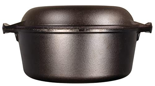 Lodge Lodge Pre-Seasoned Cast Iron Double Dutch Oven With Loop Handles, 5 qt