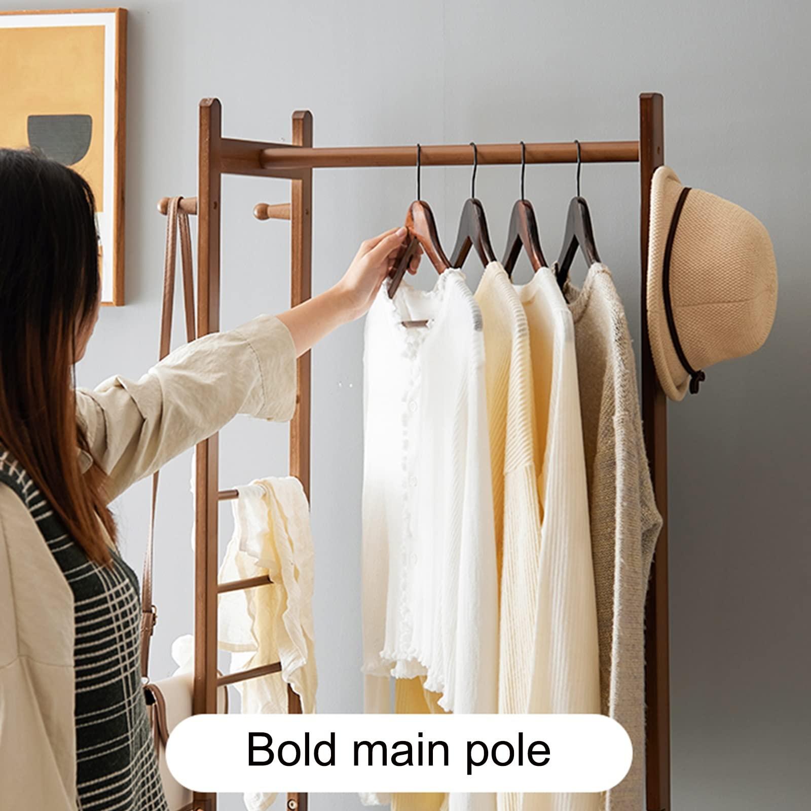 IMPREC IMPREC Wooden Coat Hanger, Modern Vertical Coat Hanger Furniture Coat Hanger The Bold Main Pole Can Hang A Lot of Clothes Put A Lot of Items at The Bottom (Color : Brown, Size : 57.5x35x174cm)