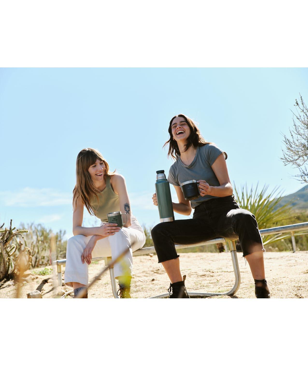 STANLEY Stanley Classic Vacuum Insulated Wide Mouth Bottle - Hammertone Silver - BPA-Free 18/8 Stainless Steel Thermos for Cold & Hot Beverages - 1.1 QT