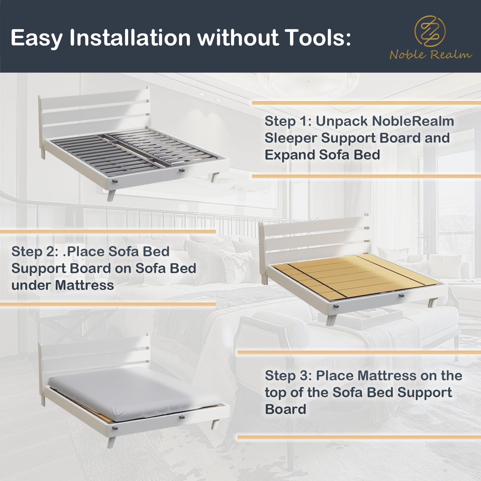 Noble Realm NobleRealm Foldable Box Spring Full | Full Size Bunkie Board & Bed Support Slats | Bed Board for Mattress Support | Easy Setup, Noise Minimizing, Moisture Resistant (48 x 60 Full Size)