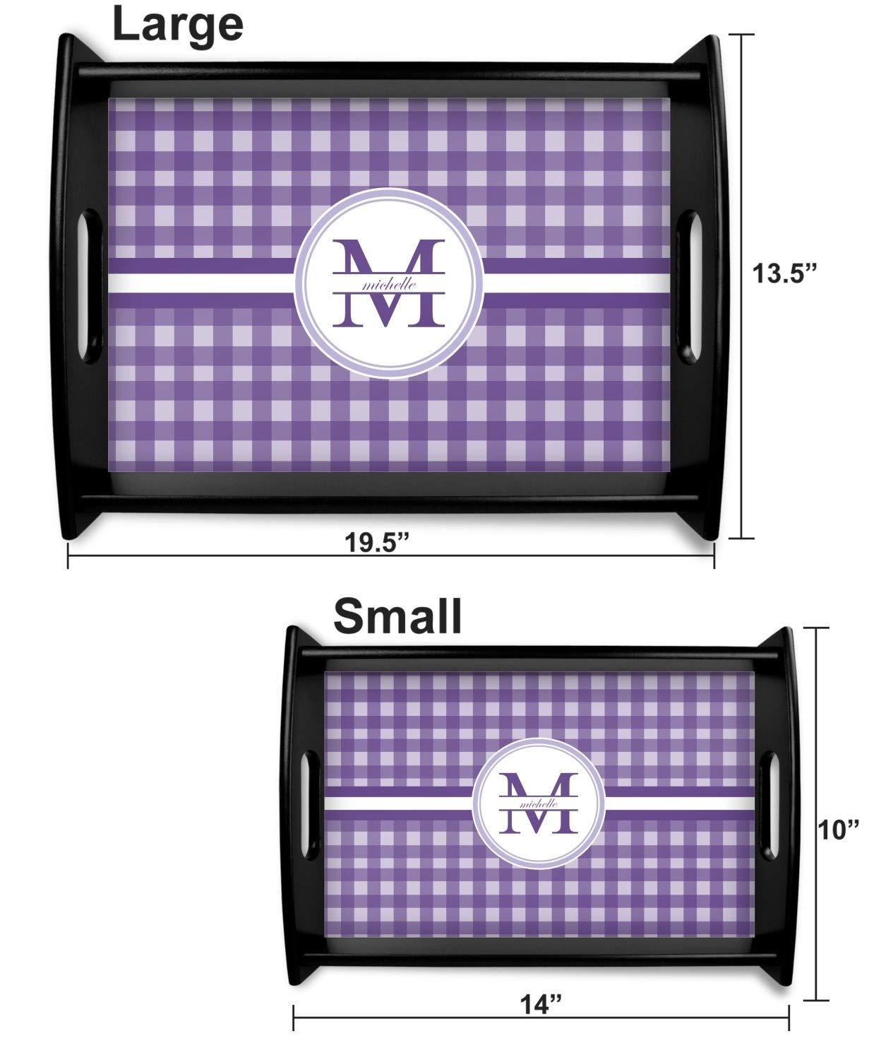 RNK Shops Personalized Gingham Print Black Wooden Tray - Small