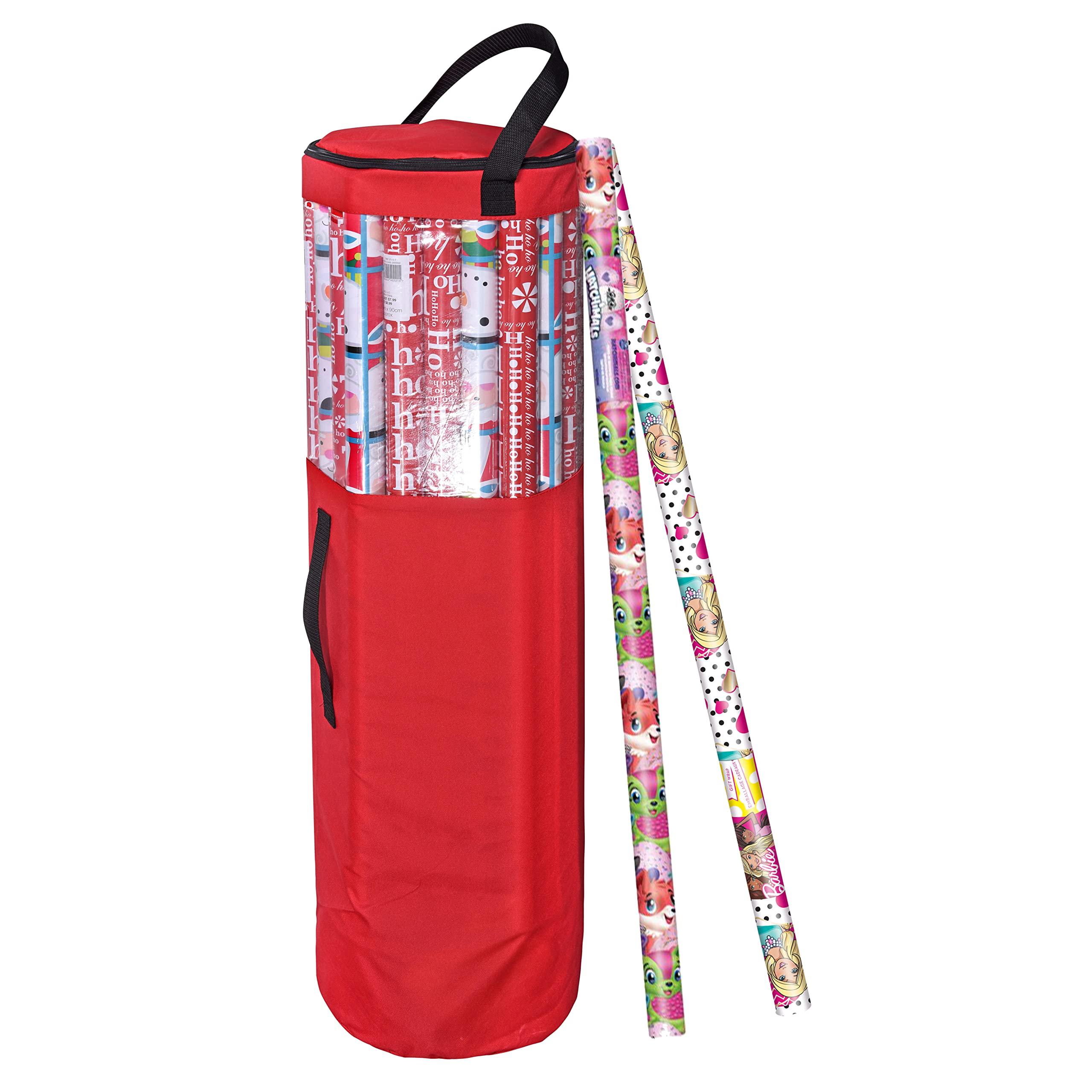 Primode Primode Wrapping Paper Storage Bag | Wrapping Paper Organizer Under Bed for Storing Multiple Rolls of Gift Wrap, 42 Length Container Constructed of Durable 600D Oxford Material (Red)