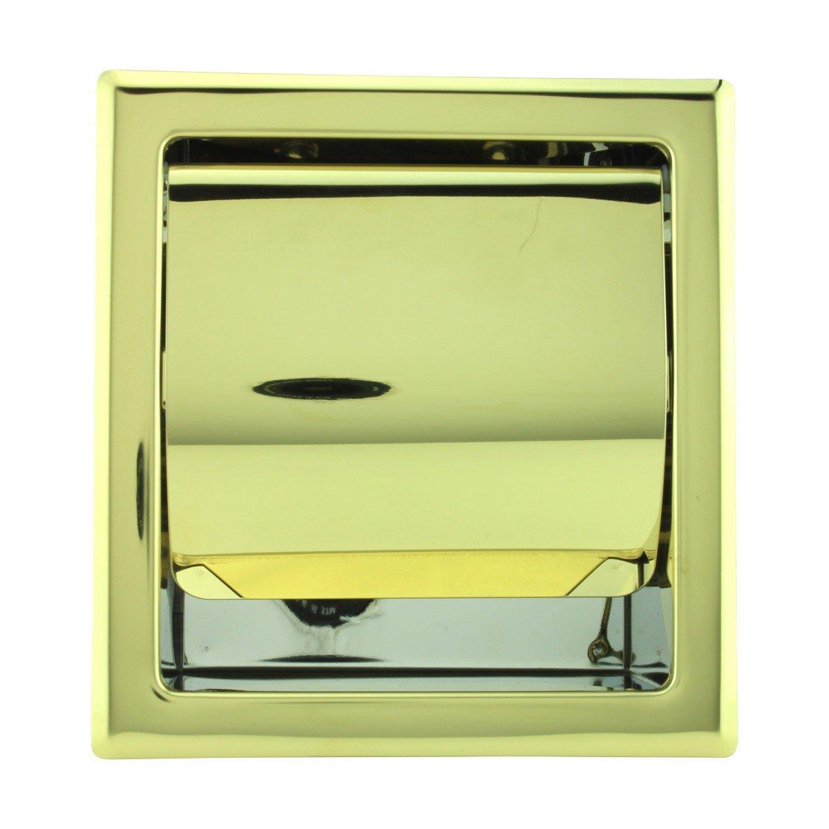 Renovators Supply Manufacturing Recessed Toilet Paper Tissue Holder Gold Stainless Steel Pack of 2