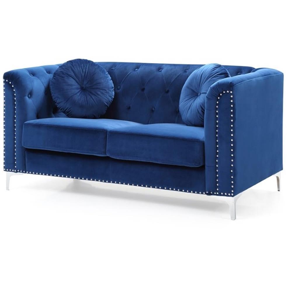 Glory Furniture Glory Furniture Pompano Velvet Loveseat in Navy Blue