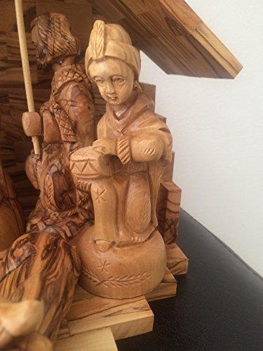 Holy Land Imports Olive Wood Deluxe Nativity Set (12 Pieces Set)