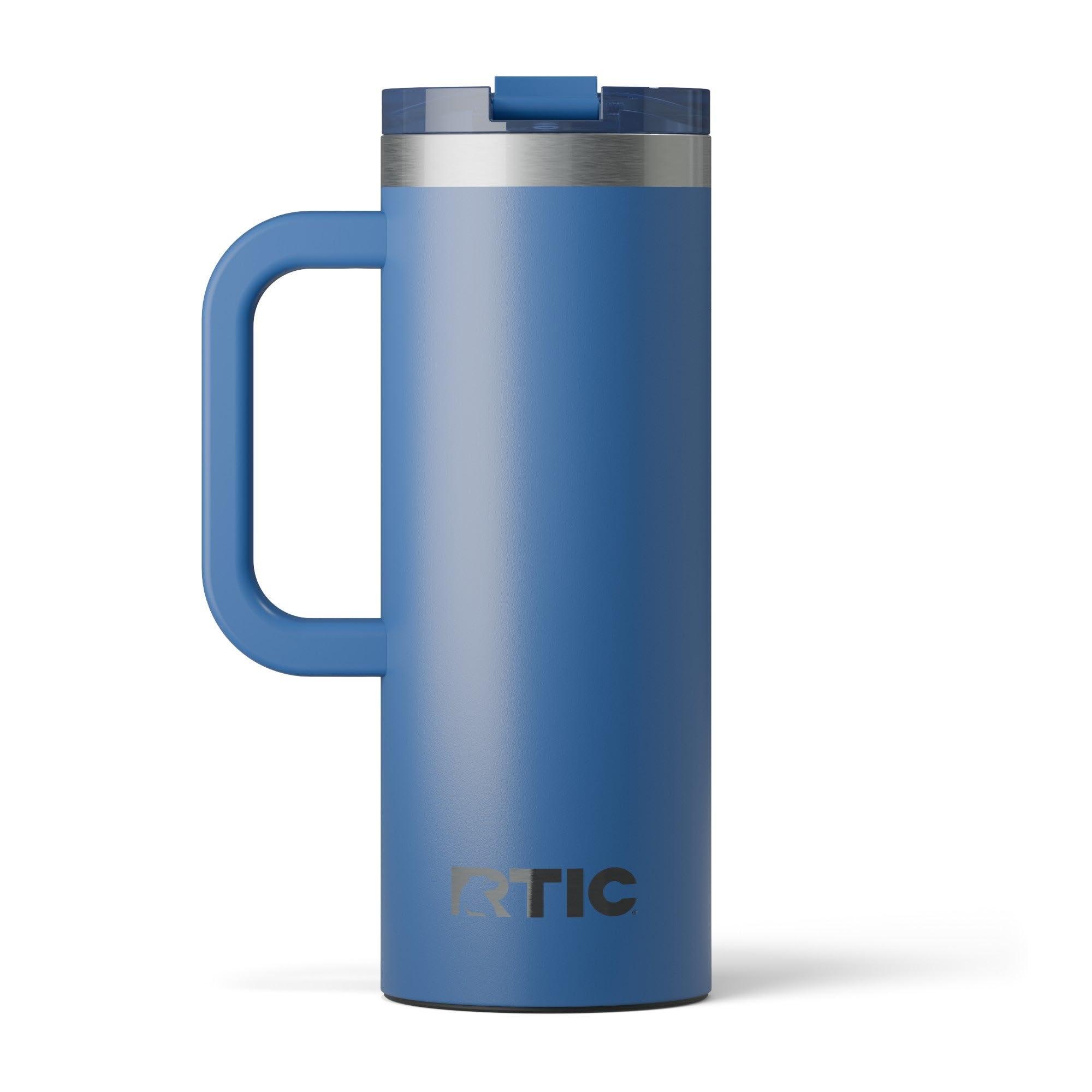 RTIC RTIC 20oz Road Trip Travel Mug with Lid and Handle, Insulated, Stainless Steel, Metal, Double Wall Vacuum-Insulation, Ceramic Lined, Portable Coffee, Tea Cup for Hot and Cold Drink, Pond