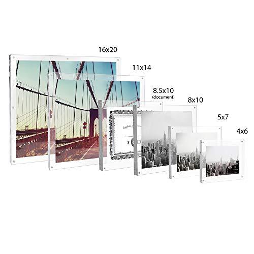 Isaac Jacobs International Isaac Jacobs 11x14 Wall-Mountable Clear Acrylic Picture Frame, Magnetic Photo Frame, Made for Gallery Display, Wall Space, Wall Décor, Art, Home or Office