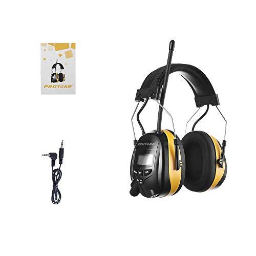 PROTEAR PROTEAR Digital AM FM Radio Headphones, Ear Protection Noise Reduction Earmuffs, 25dB NRR Hearing Protectors for Lawn Mowing and Landscaping(Yellow)