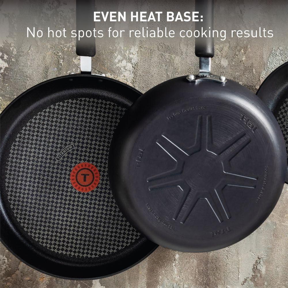 T-fal T-fal Ultimate Hard Anodized Nonstick Fry Pan With Lid 10 Inch, Oven Broiler Safe 400F, Lid Safe 350F, Cookware, Kitchen, Home, Versatile Frying Pan, Skillet, Pots and Pans, Dishwasher Safe, Black
