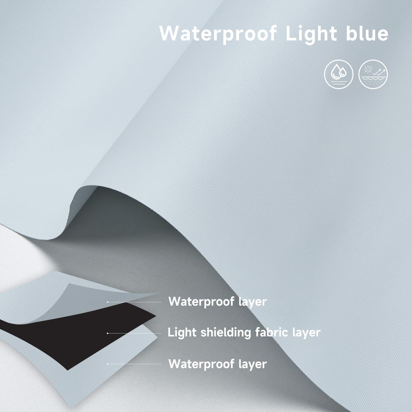 JOYENG JOYENG Motorized Blinds Blackout Shades Automatic Shades Remote Control Cordless Room Darkening Smart Window Blinds Custom Size (Waterproof Light-Blue)