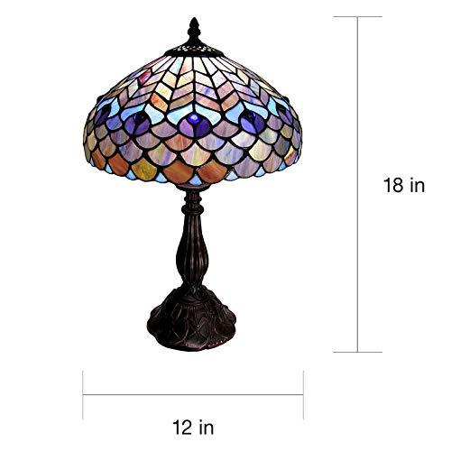 Warehouse of Tiffany Whse of Tiffany P400490 Tiffany-Style Peacock Table Lamp, Blue