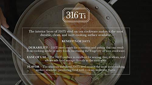 Heritage Steel Heritage Steel 3 Quart Saucier - Titanium Strengthened 316Ti Stainless Steel with 5-Ply Construction - Induction-Ready and Fully Clad, Made in USA