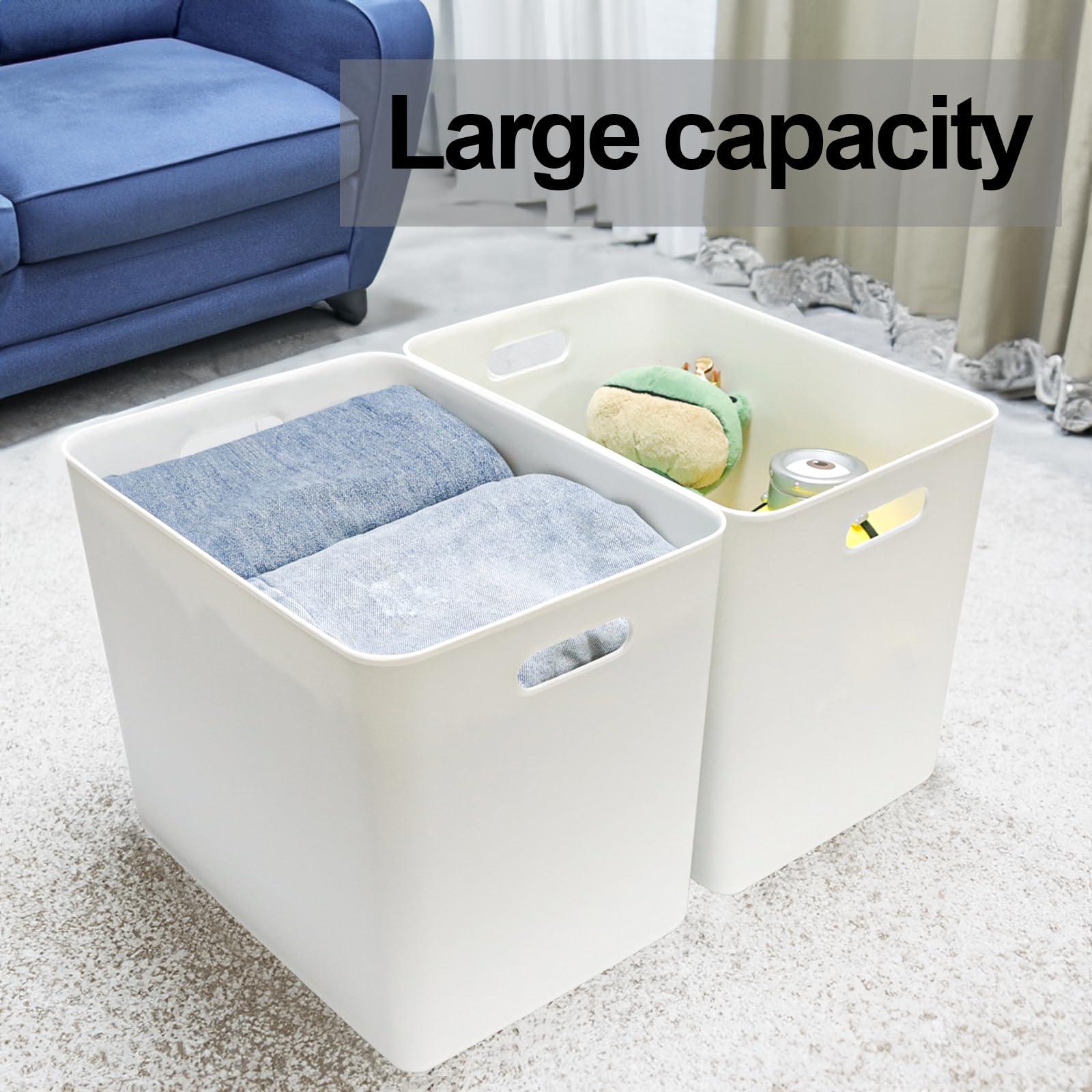 ZEXALOR ZEXALOR 6 Pcs Storage Bins with Lids, Stackable Plastic Storage Containers for Organizing, Organizer Bins Shelf Baskets for Pantry Cabinet Shelves Desktop (White, 4XL+2L)