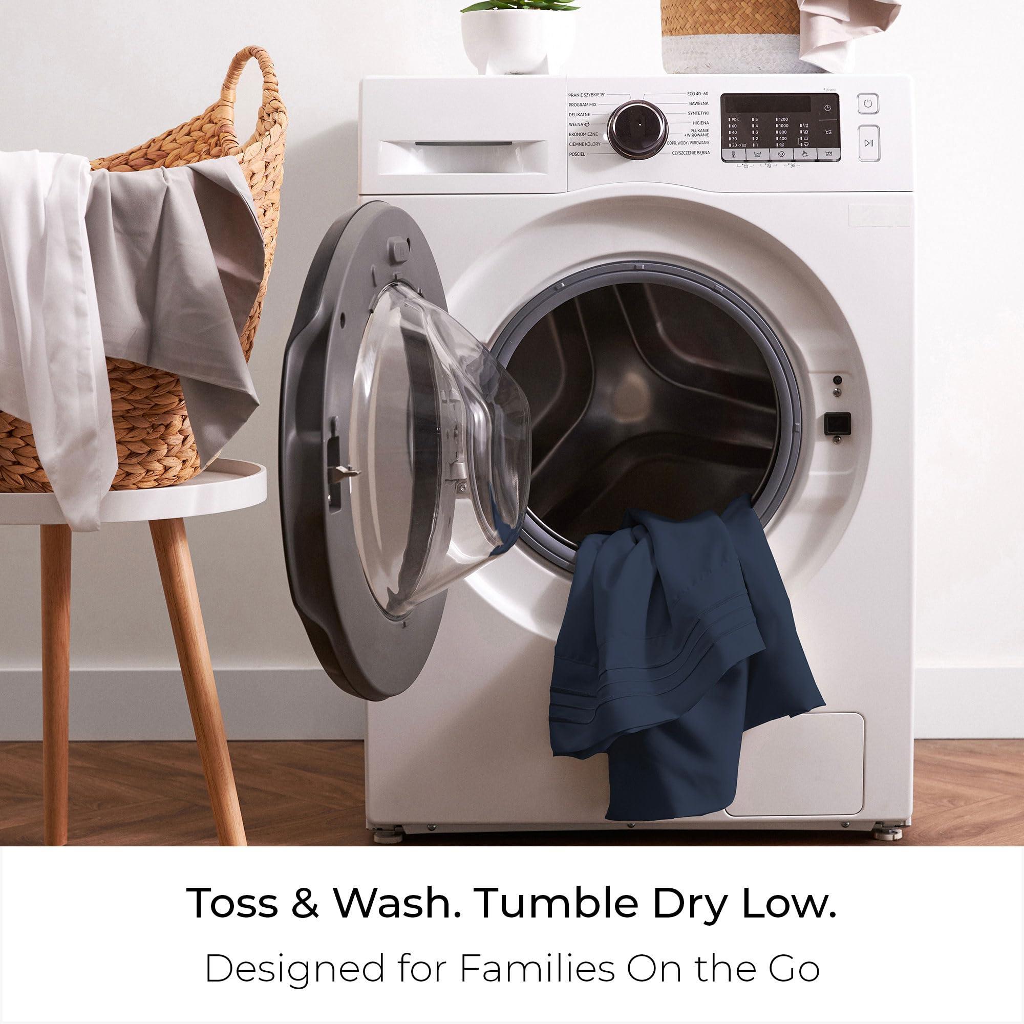 Mellanni Mellanni California King Sheet Set - 6-Piece Iconic Collection Bedding, (Including 4 Pillowcases), 21-Inch Extra Deep Pocket, Easy Care, Ultra Soft, Cooling Sheets, Brushed Microfiber - Navy Blue