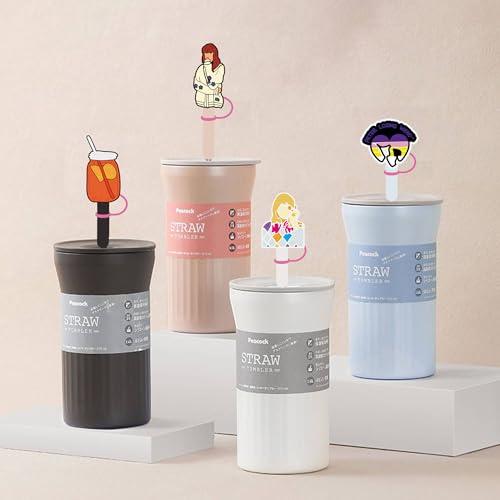 LAILPK 10Pcs 0.4in Straw Cover Toppers Compatible for Stanley Cup Accessories With 10Pcs Tattoos Stickers,TS Merch Stuff Gift,Silicone Reusable Straw Hats