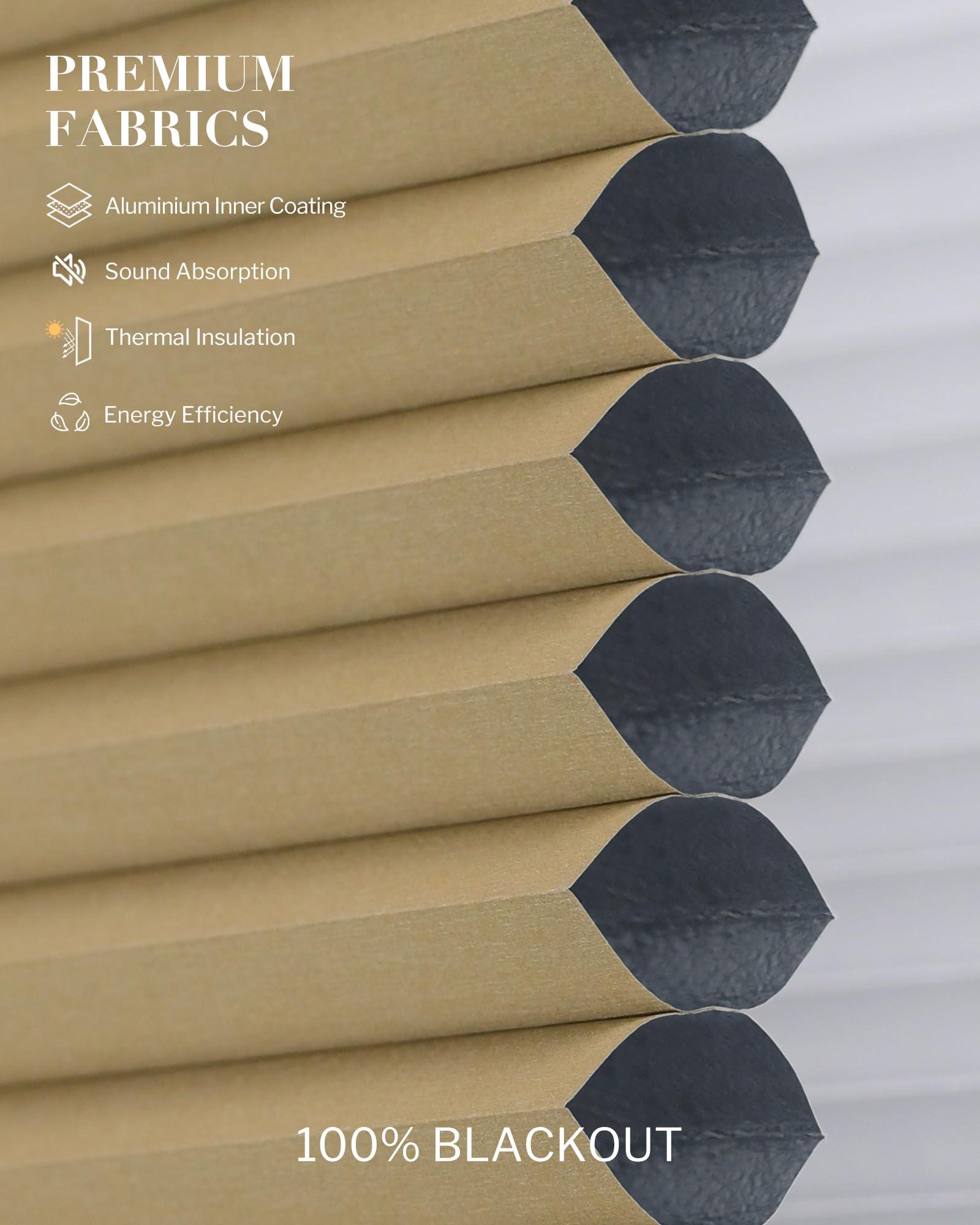 Graywind Graywind Smart Arched Blinds Compatible with Alexa Google Motorized Perfect Arch Shades Solar Powered, Customized for Odd-Shaped Window (Blackout Burlywood)