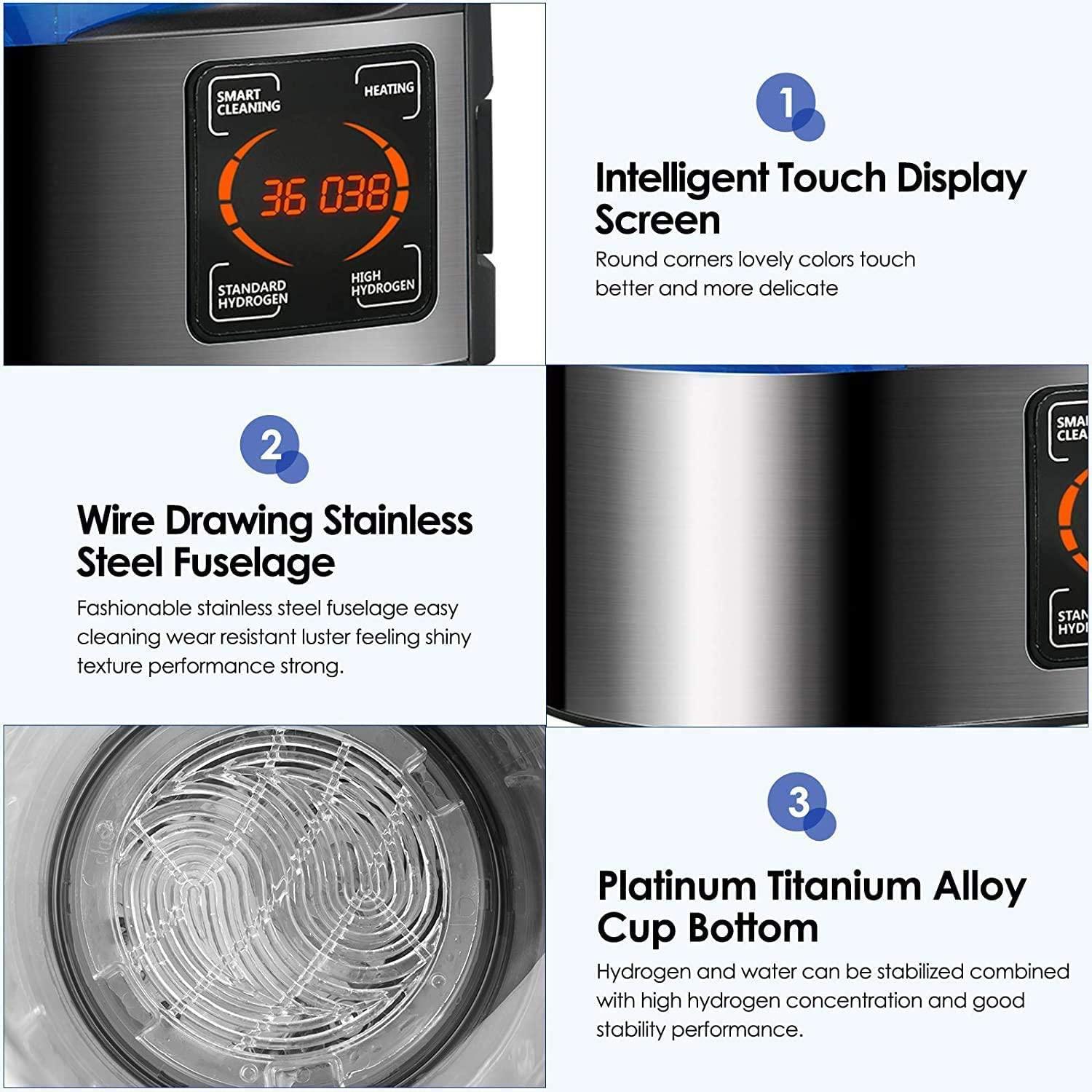 BDYING [Upgraded Version] BDYING Hydrogen Water Generator with New SPE and PEM Technology,2L Large Capacity Hydrogen Alkaline Water Pitcher Maker Machine,Make Hydrogen Content up to 1500 PPB