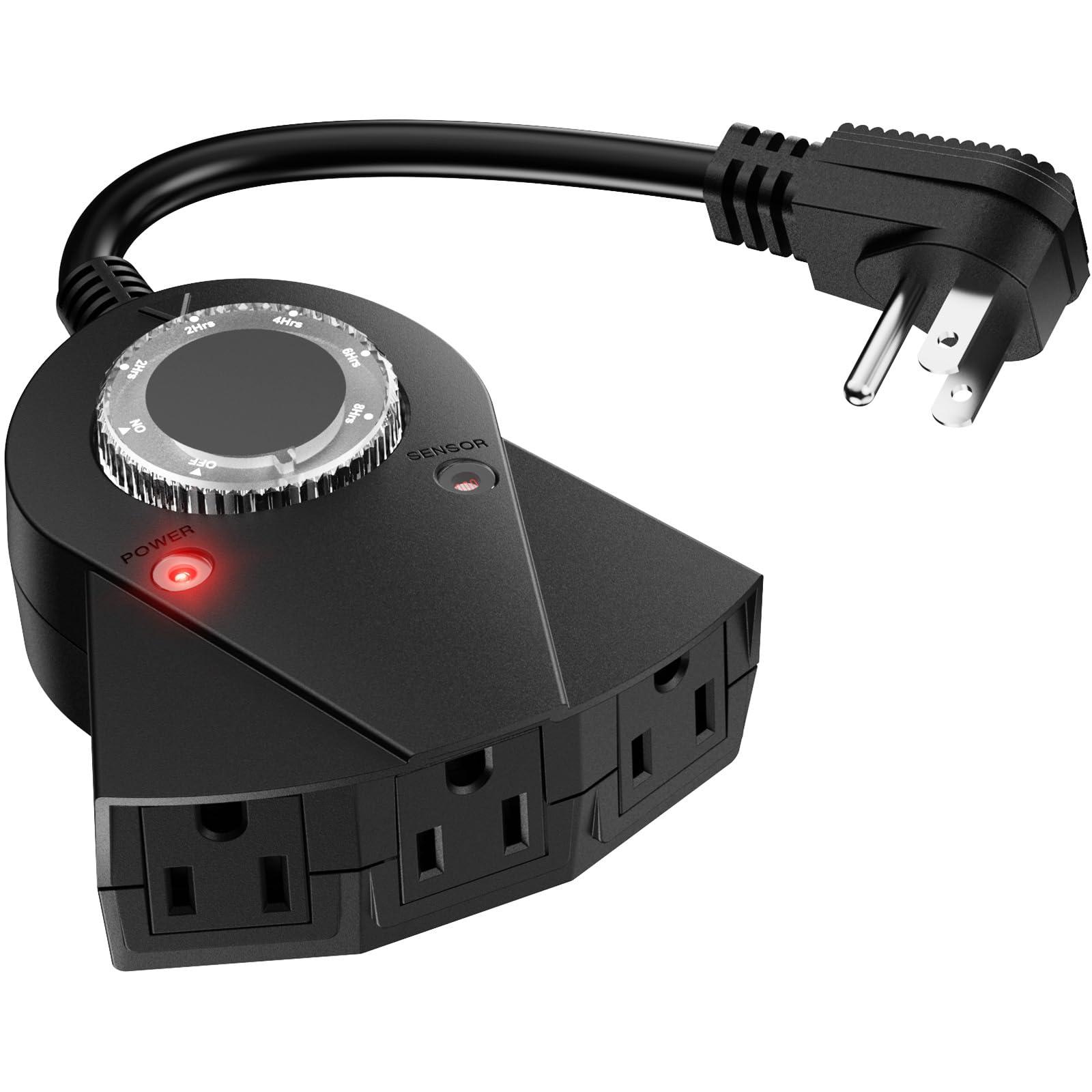 Brightown Outdoor Light Timer Waterproof, 24 Hours Plug in Timer with 2, 4, 6 or 8 Hours Countdown Mode, 3 Grounded Electrical Outlet for Outdoor Backyard Garden Patio Lights