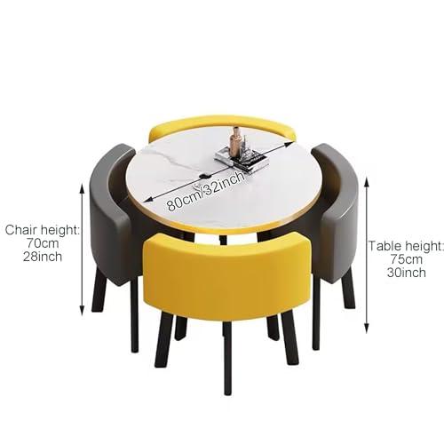LLYLAFDC Kitchen Table Chairs Set Of 4 Space Saving Dining Table Office Table And Chair Set Leisure Area Home Balcony Small Round Table Perfect For Balcony, Dining Room, Office ( Color : Gray , Size : Leather