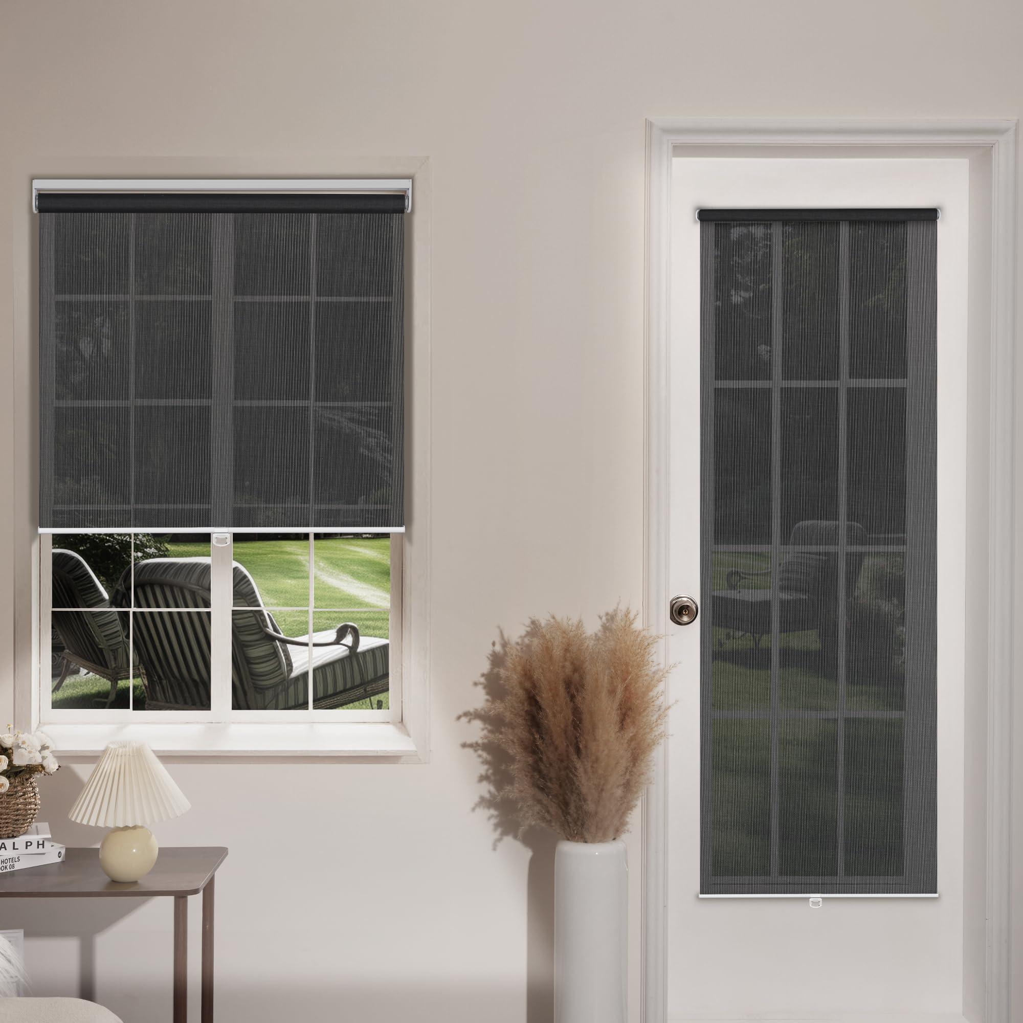 Sulugood Sulugood Light Filtering Roller Shades for Window 5% Openness Cordless Roller Blinds Solar Shades,UV Protection Fabric,Easy Installation Shades for Home, Hotel, Office,Black.54 W x 36" H