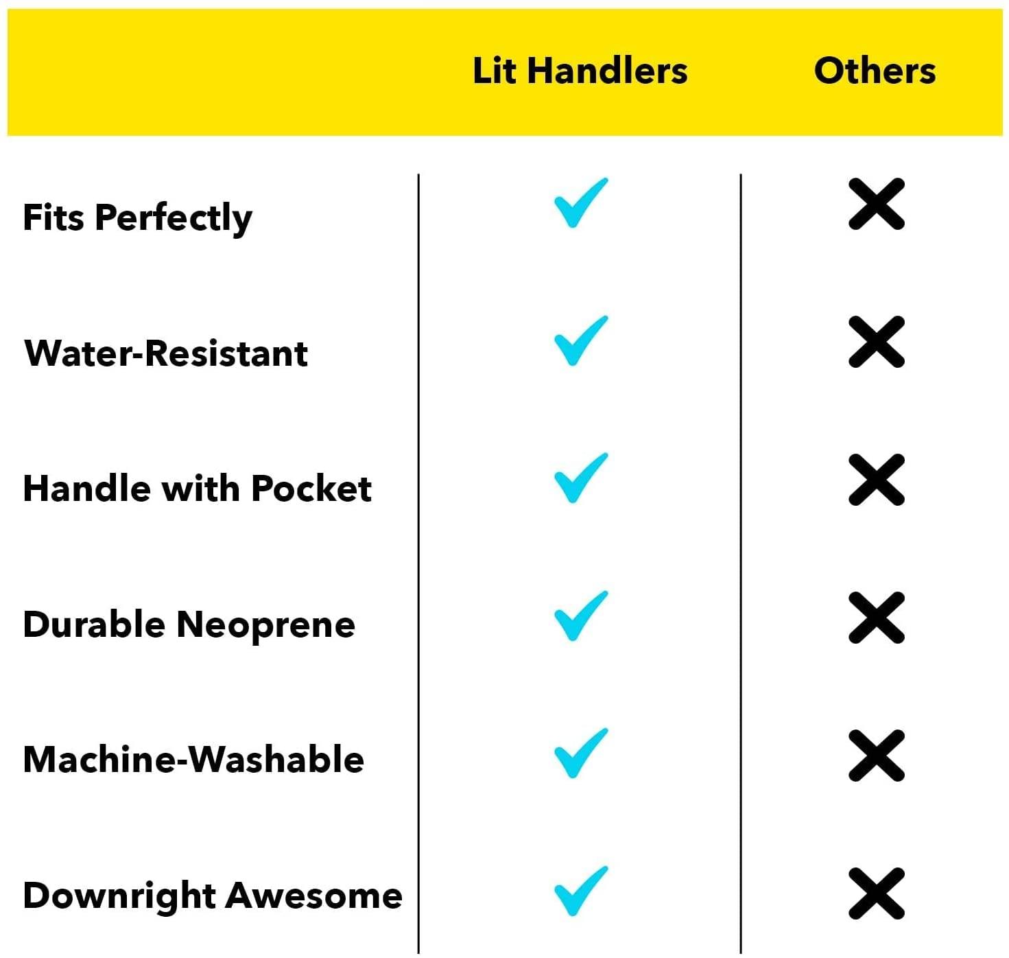 Handlers 16oz Can Cooler Insulated -Lit Handlers Neoprene Fabric Beverage Cooler Sleeve with Handle & Pocket - Water Resistant Soda & Energy Drink Holder - Machine Washable Beer Can Covers (Love a Nurse)