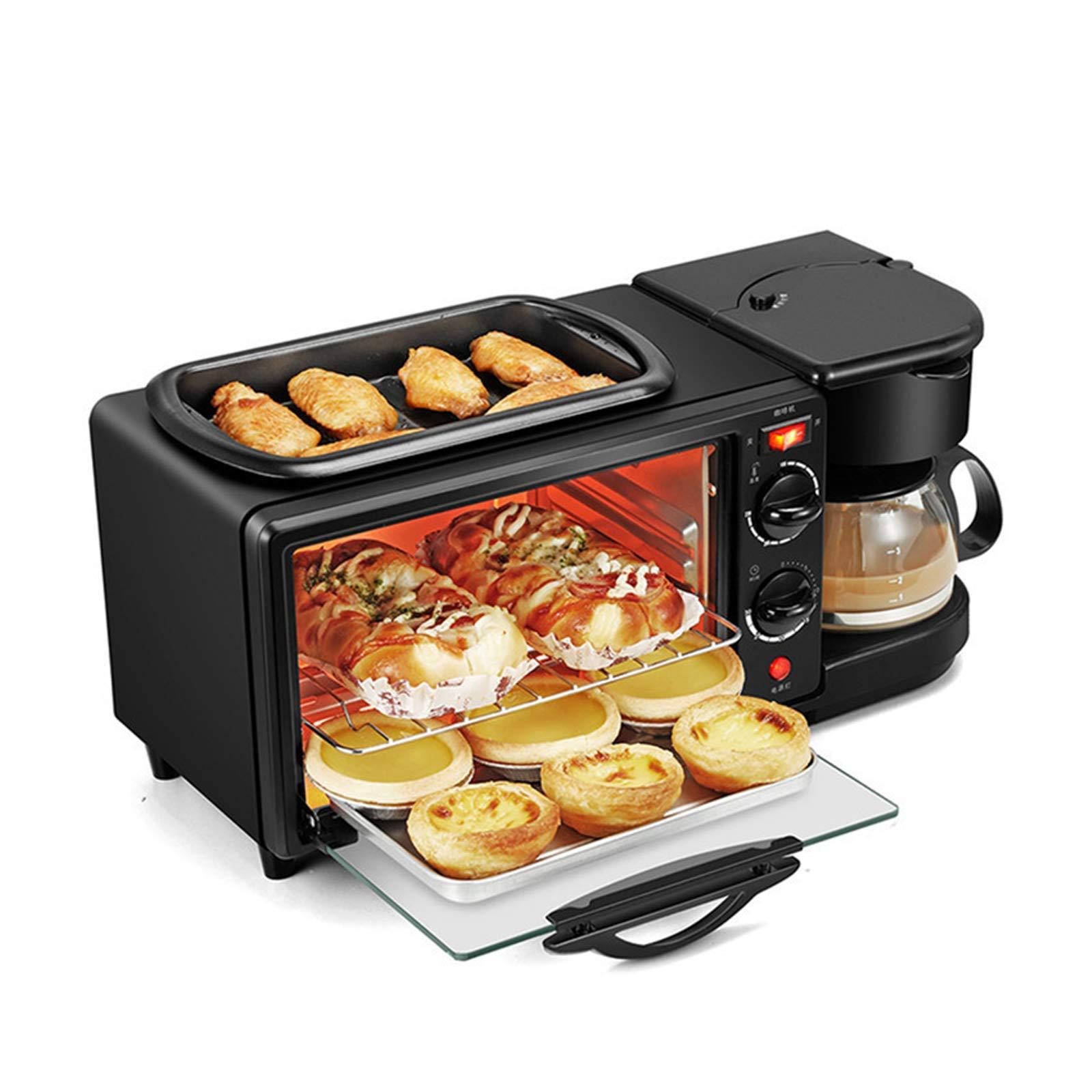UOHUFIDABFD Multifunctional Breakfast Machine Household 3 in 1 Electric Mini Drip American Bread Machine Mini Oven Coffee Maker for Home Office Without Cover (Without Cover)