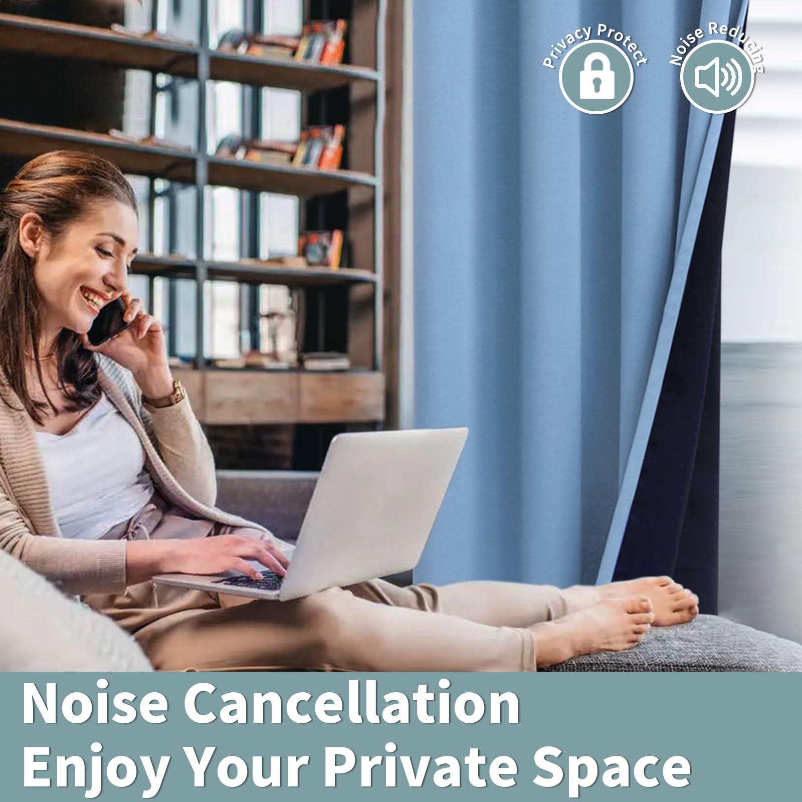 BGment BGment Short 100% Blackout Curtains for Bedroom, Thermal Insulated Energy Efficiency Noise Reducing Grommet Curtains 45 Inch Length with Liner for Small Window 2 Panels Each 42 Inch Wide, Denim Blue