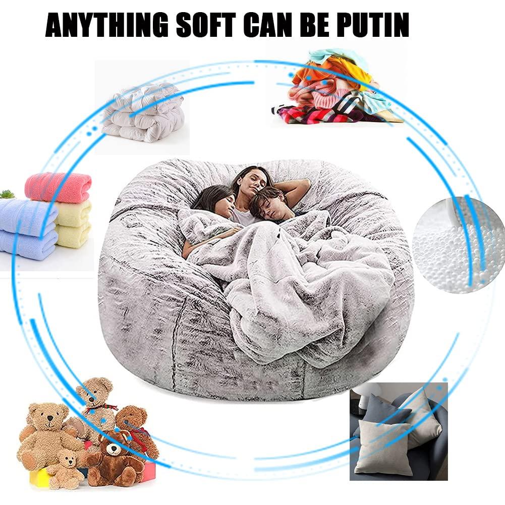 QAIOXINGXING Giant 6 ft Bean Bag Chair Cover Giant Breathable and Comfortable for Adult Beanbag Chair Outside Cover BeanBag Lazy Sofa (Cover only)