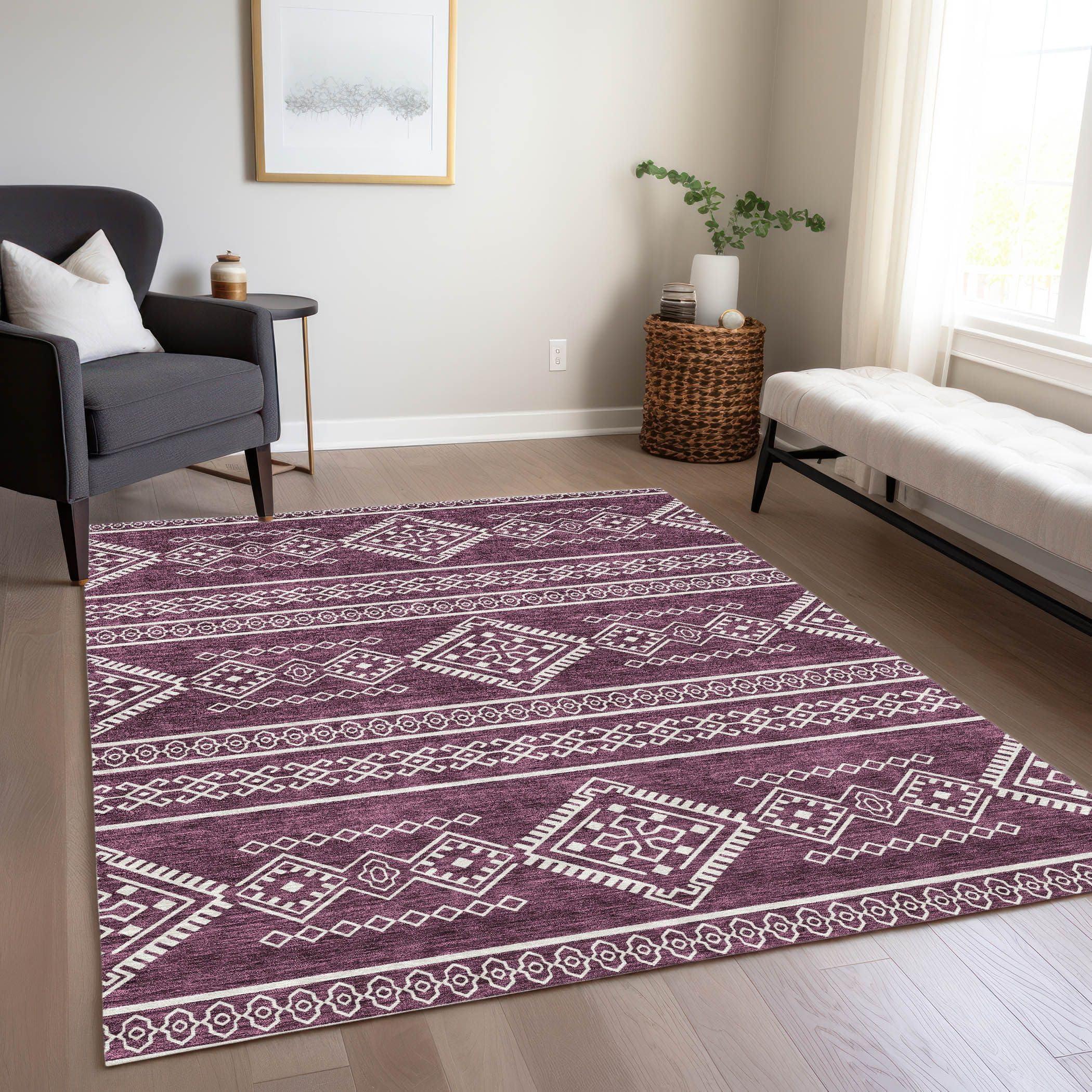 Addison Rugs Addison Rugs Chantille ACN901 Eggplant 10' x 14' Indoor/Outdoor, Machine Washable, Easy Clean, Non Shedding, Bedroom, Living Room, Dining Room, Kitchen, Patio Rug